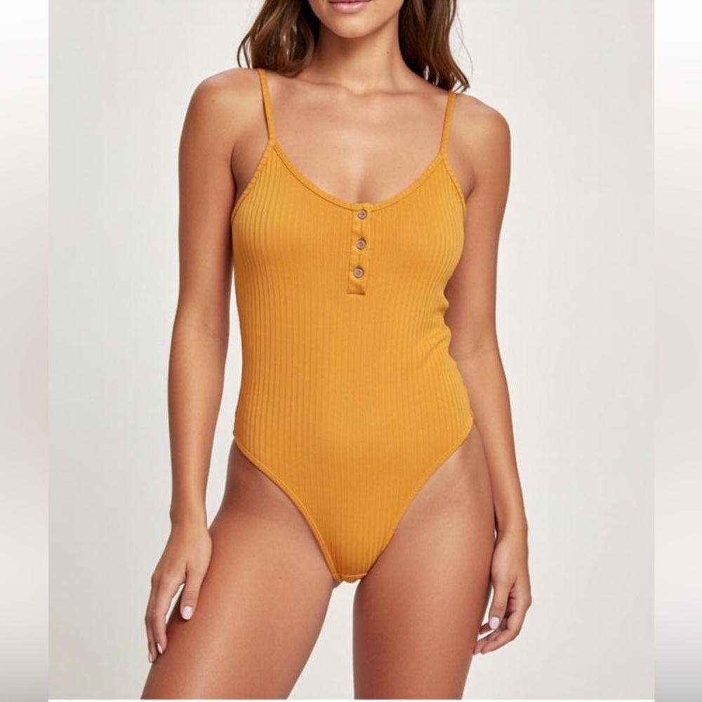 Rue21 Mustard Yellow Thong Bodysuit